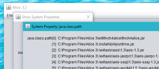System Property: java.class.path Dialog